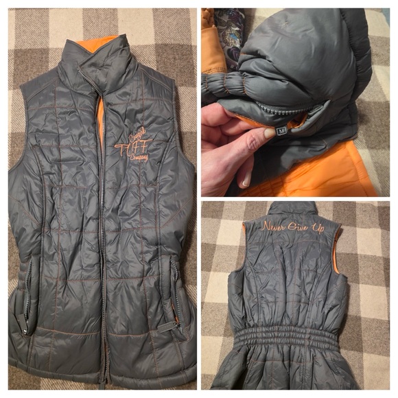 Cowgirl Tuff Orange/Grey Reversible Vest Size M - Picture 2 of 2